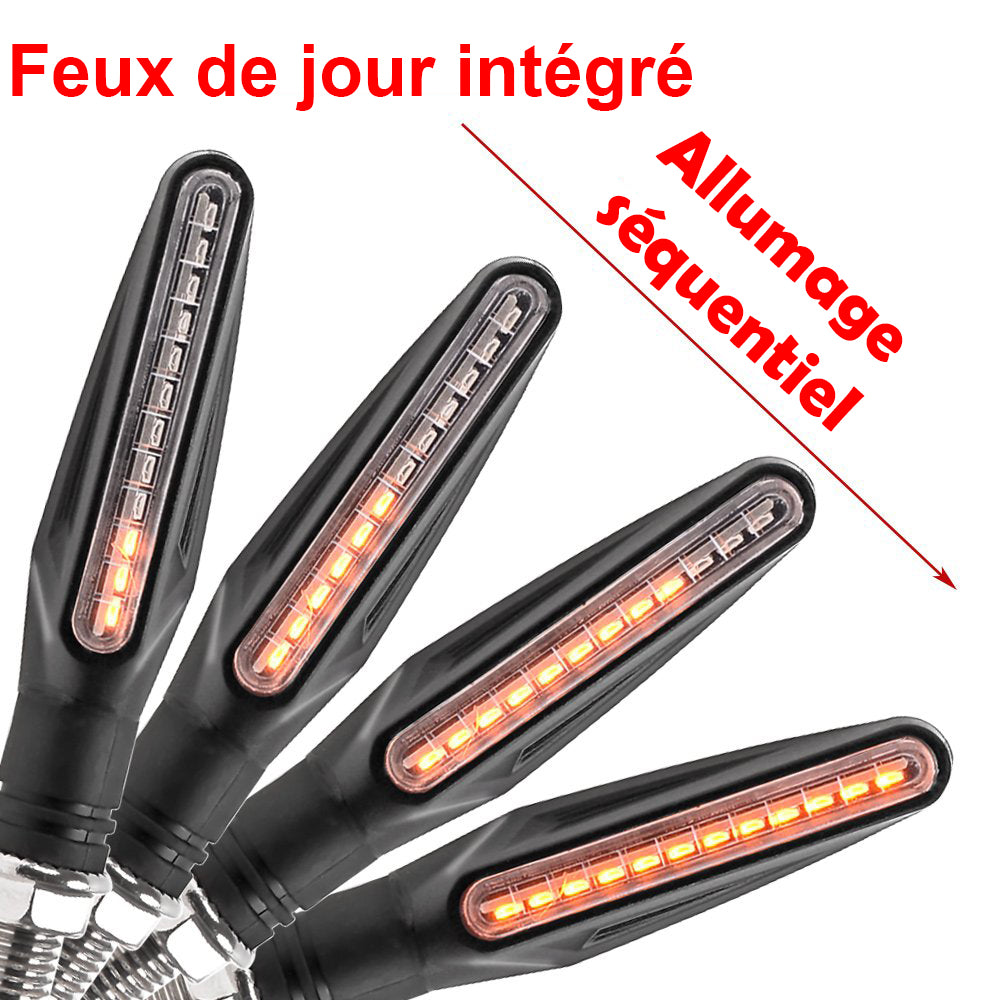 Clignotants + Veilleuse blanche LED défilant Moto Barre séquentielle  PM12LED-WHITE - France-Xenon